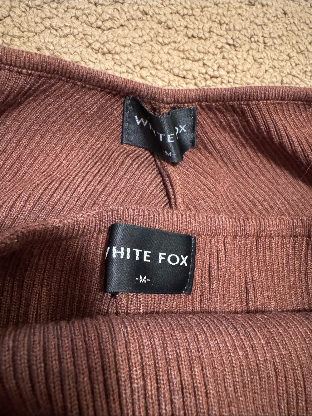 White Fox Boutique Brown Ribbed Two-Piece Knit Top Set - Picture 2 of 2